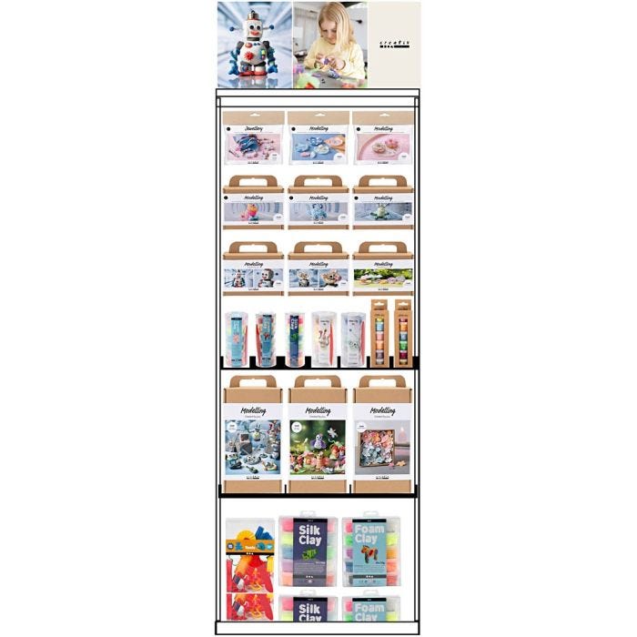 Vloerdisplay, ongemonteerd, Boetseren voor kinderen, H: 1580 mm, L: 600 mm, B: 400 mm, 96 eenh./ 1 stuk