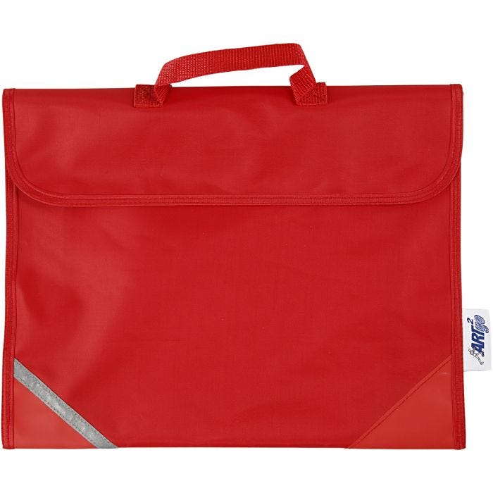 Schooltas, D: 9 cm, afm 36x29 cm, rood, 1 stuk