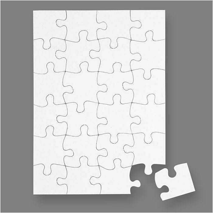 Puzzel, afm 15x21 cm, wit, 24 delen, 16stuk/ 1 doos