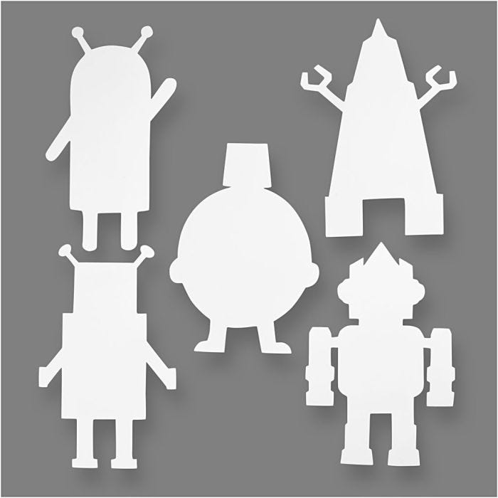 Robotten, H: 22,5-24 cm, B: 15-16 cm, 230 gr, wit, 16 stuk/ 1 doos