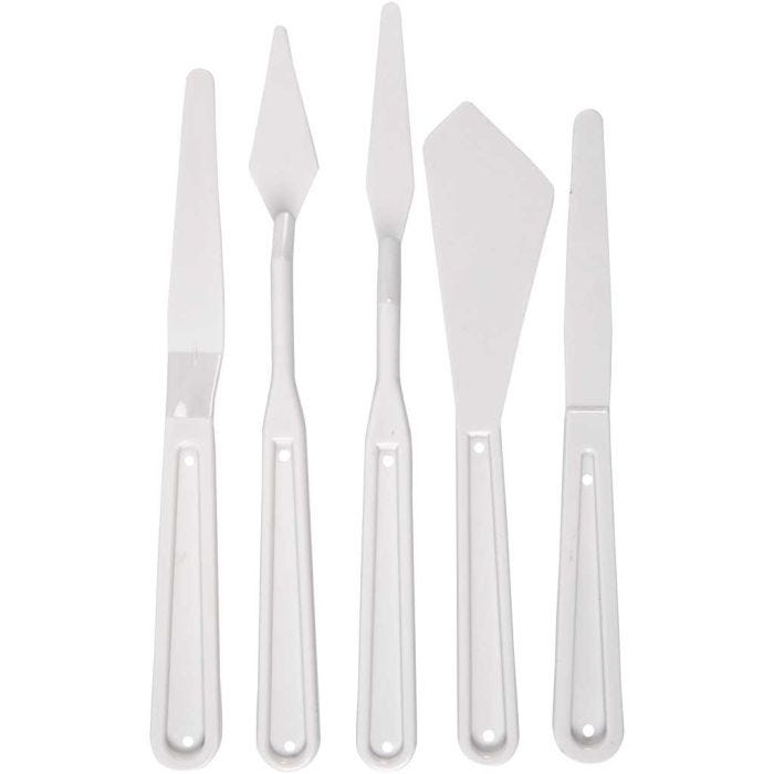 Paletmessen, L: 17-20 cm, B: 13-33 mm, wit, 5 stuk/ 1 doos