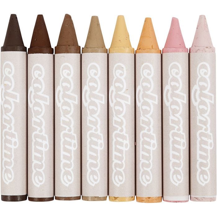 Waskrijt, L: 10 cm, d 15 mm, skin colours, 8 stuk/ 1 doos