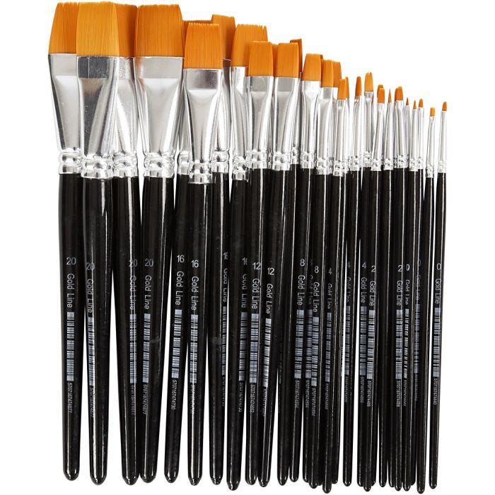 Gold Line penselen, afm 0-22, L: 17-21,5 cm, B: 1-22 mm, 66 stuk/ 1 doos