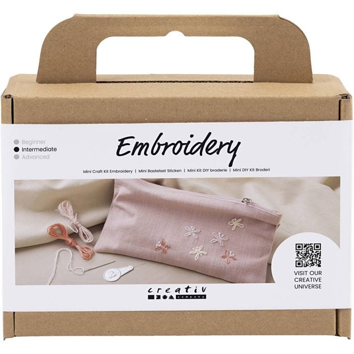 Mini Hobbyset Borduurwerk, Clutch-tas, dusty rose, 1 doos