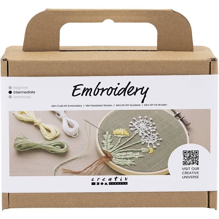 Mini Hobbyset Borduurwerk, Borduurframe, dusty groen, 1 doos