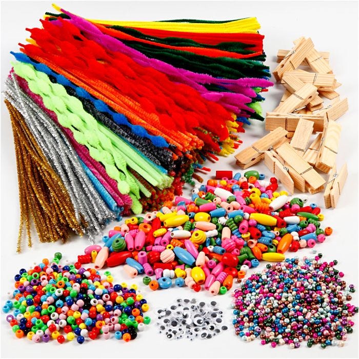 Pret met wasknijpers en chenilledraad, diverse kleuren, 1 set