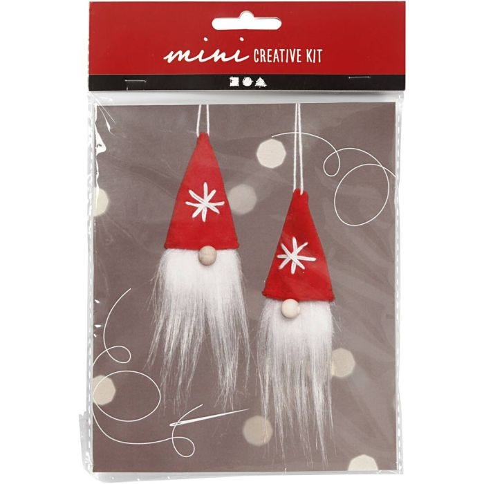 Creative mini kit, hangende kerstkabouter, H: 11 cm, 1 doos