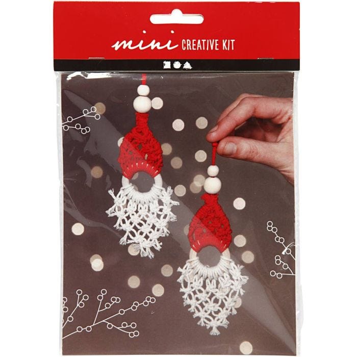 Creative mini kit, macramé elf, H: 14 cm, 1 doos