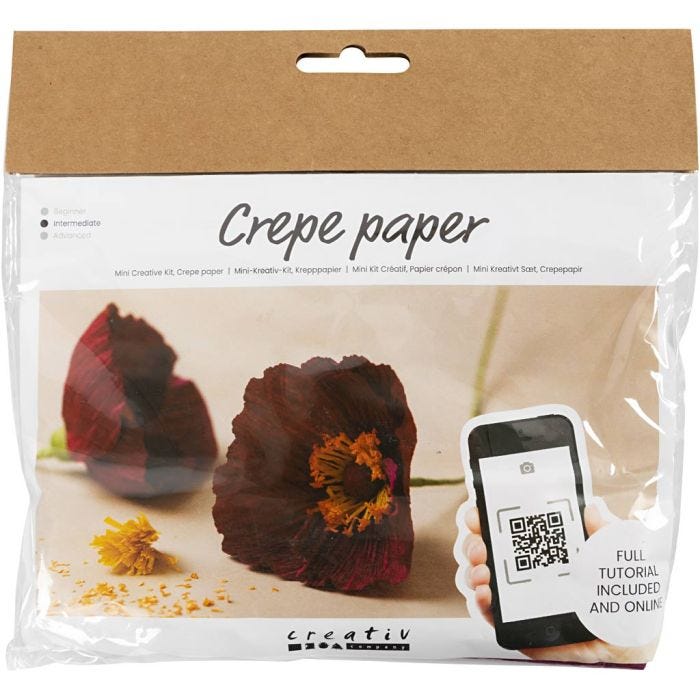 Mini Hobbyset Crêpepapier, Klaprozen, Crêpe-verhouding: 180%, 105 gr, 1 doos