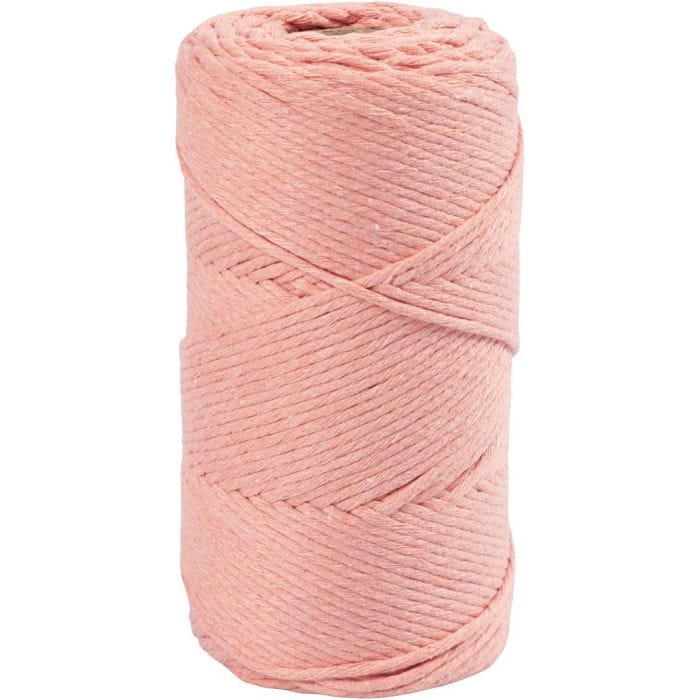 Macramé Koord, L: 198 M, d 2 mm, roze, 330 gr/ 1 rol