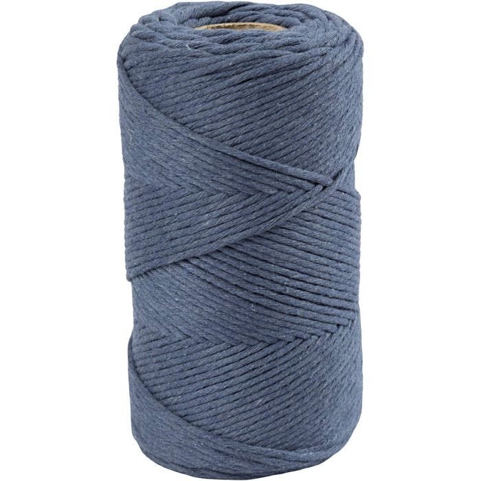 Macramé Koord, L: 198 M, d 2 mm, blauw, 330 gr/ 1 rol