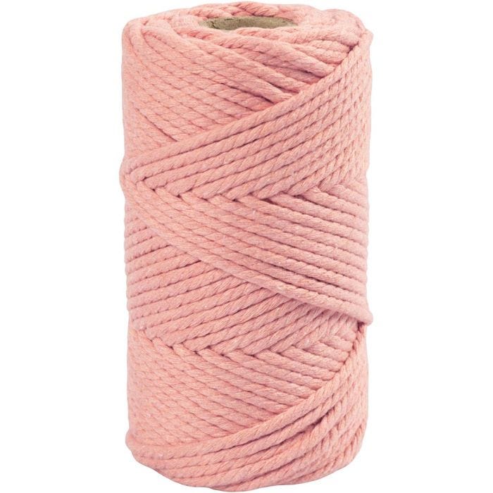 Macramé koord, L: 55 M, d 4 mm, roze, 330 gr/ 1 rol