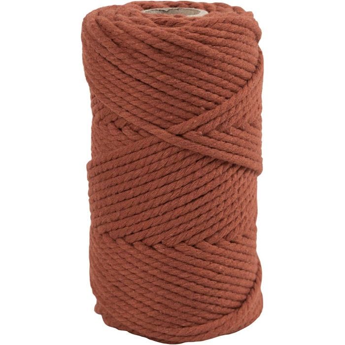 Macramé koord, L: 55 M, d 4 mm, burnt orange, 330 gr/ 1 rol