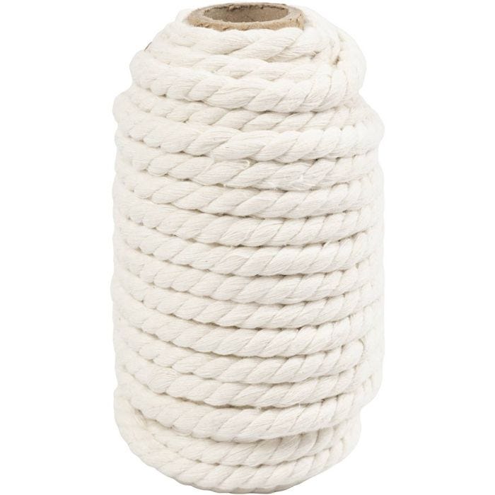 Macramétouw, L: 12 M, d 8,5 mm, off-white, 300 gr/ 1 rol