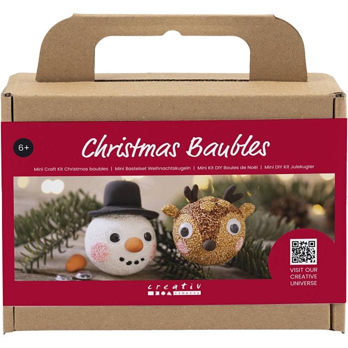 Mini Hobbyset Kerstballen, Rendier en sneeuwpop, 1 doos