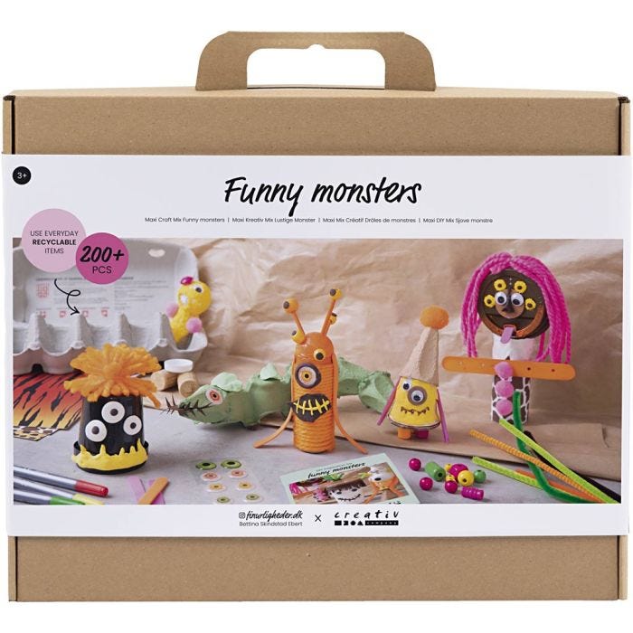 Maxi Creatieve Box Grappige Monsters, diverse kleuren, 1 doos