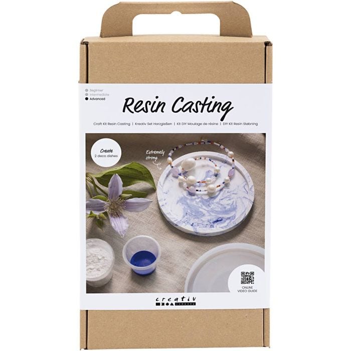 Hobbyset Hars Gieten, Rond dienblad met marmereffect, blauw, wit, 1 doos