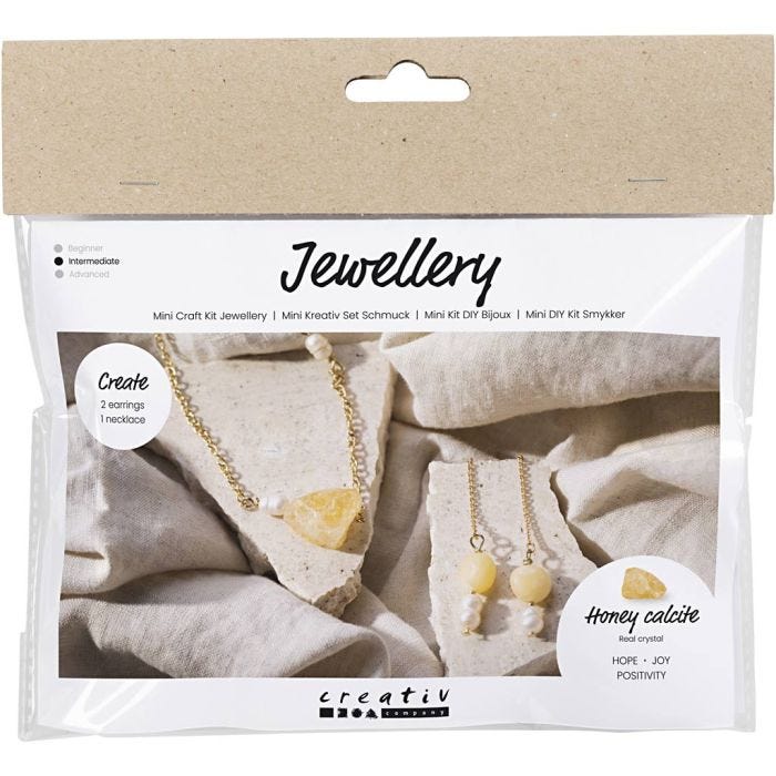Mini Hobbyset Sieraden, Honingcalciet ketting en oorbellen, 1 doos