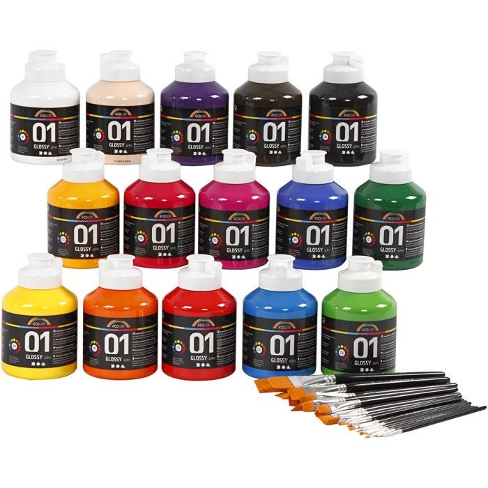 Acrylverf Glossy, diverse kleuren, 1 set