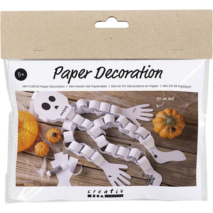 Mini Hobbyset Decoraties van Papier, Skelet, zwart/wit, 1 doos