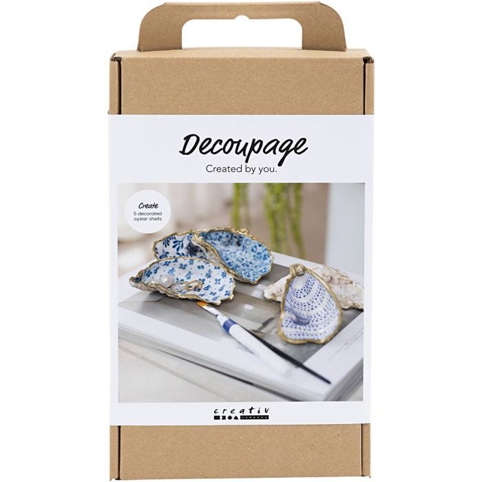 Hobbyset Decoupage, Oesterschelpen, blauw, 1 doos