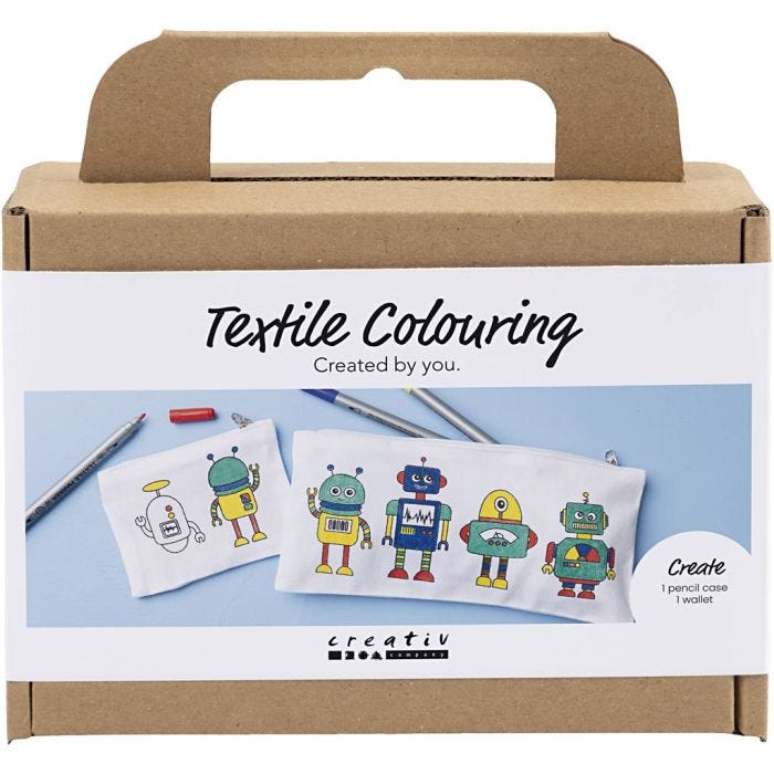 Mini Hobbyset Textiel Decoreren, Robot, primair kleuren, 1 doos