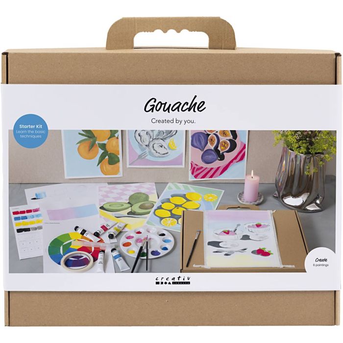 Starter Hobbyset Gouache, Schilderijen, diverse kleuren, 1 doos