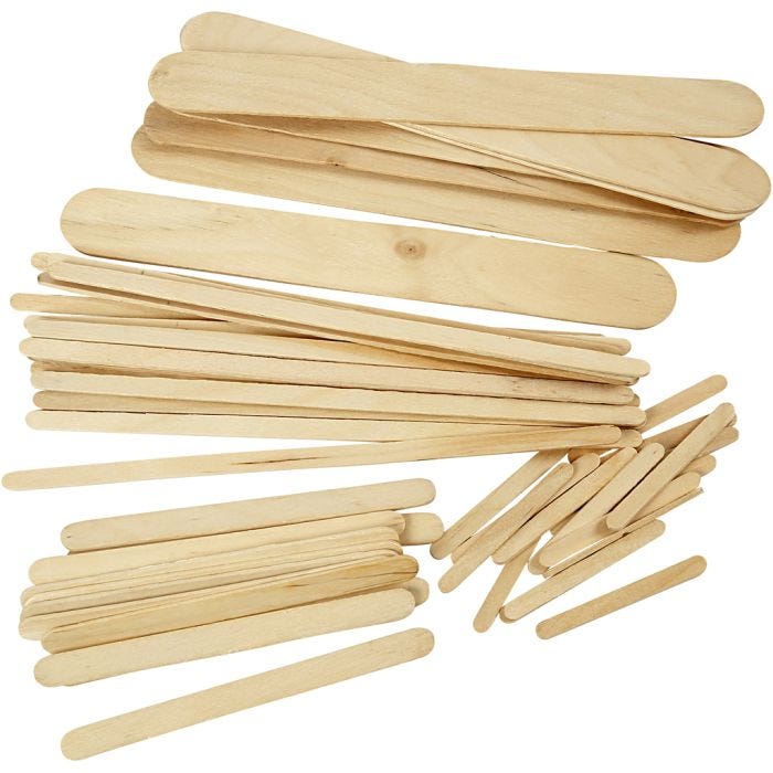 IJslollystokjes, L: 5,5+11,5+19+20 cm, B: 6+10+25 mm, naturel, 4250 stuk/ 1 doos