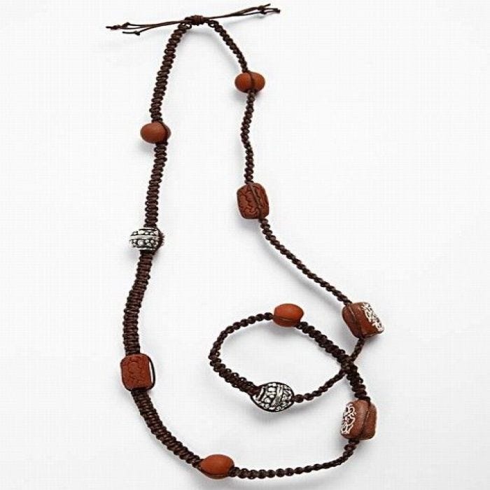 Macramé ketting met keramiek kralen