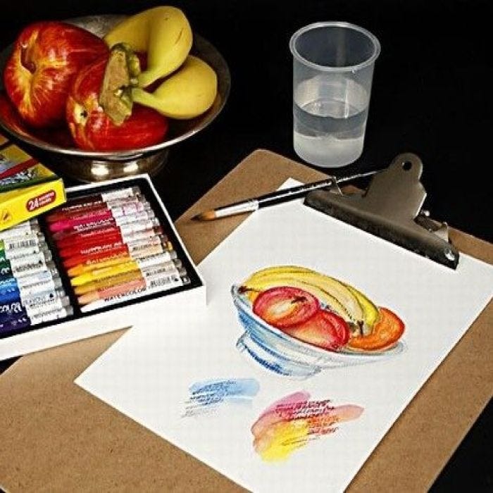 Aquarel met aquarelkrijt