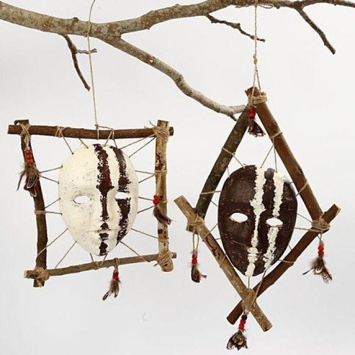 Ingelijste Afrikaanse maskers