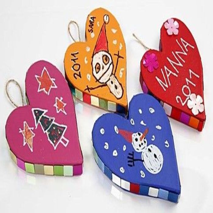 Papier-mâché harten met tekening