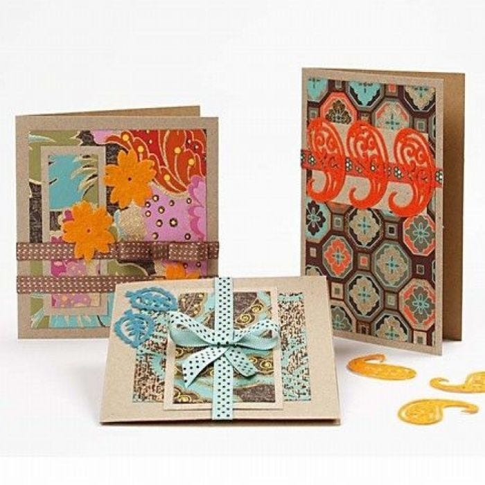 Kaarten met handgemaakt papier en vilten stickers