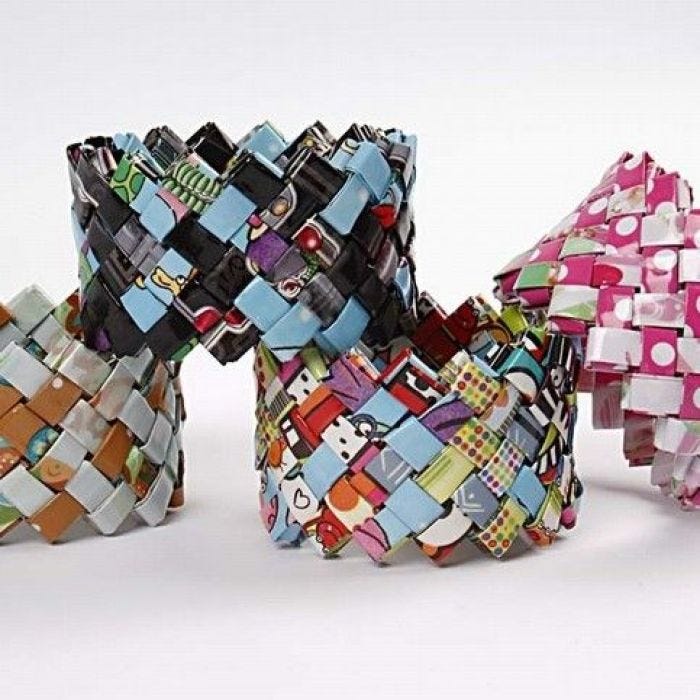 Gevlochten armband van pakpapier