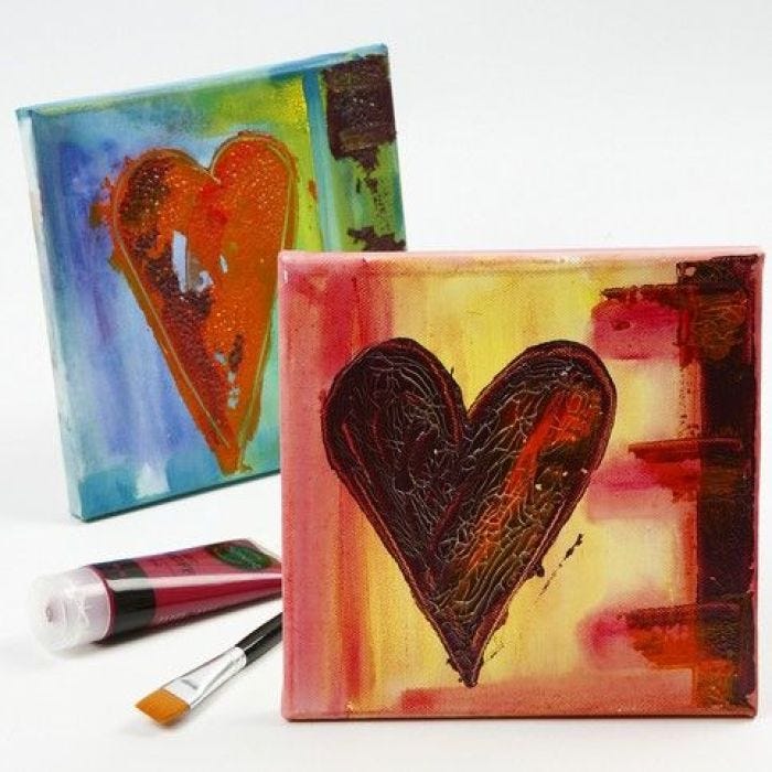 Canvas met een hart van craquelé
