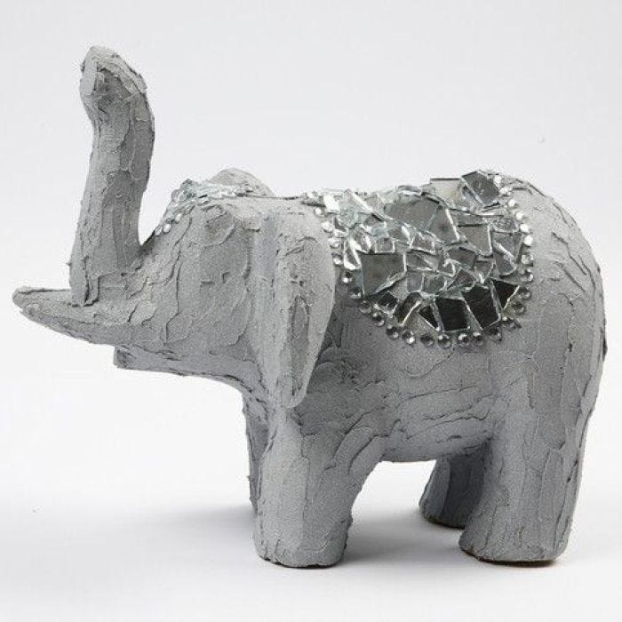 Olifant van papier-mâché bedekt met Ferro metal effect