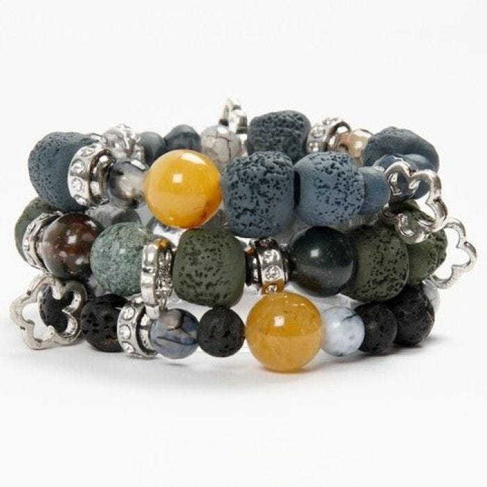 Armband met keramiek en zilveren kralen