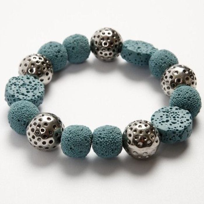 Armband met lava kralen en zilver
