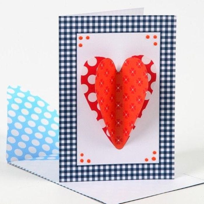 Een kaart met een 3D hart