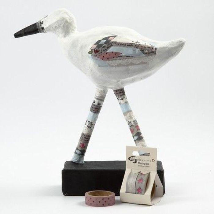 Een vogel gemaakt met masking tape