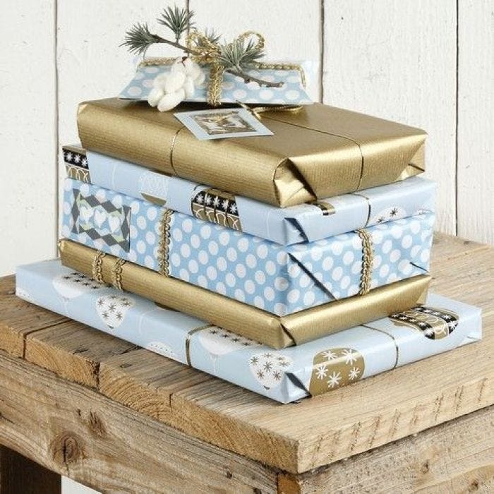 Cadeaus in blauw en goud