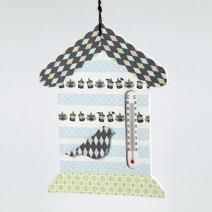 Een thermometer huis versierd met masking tape