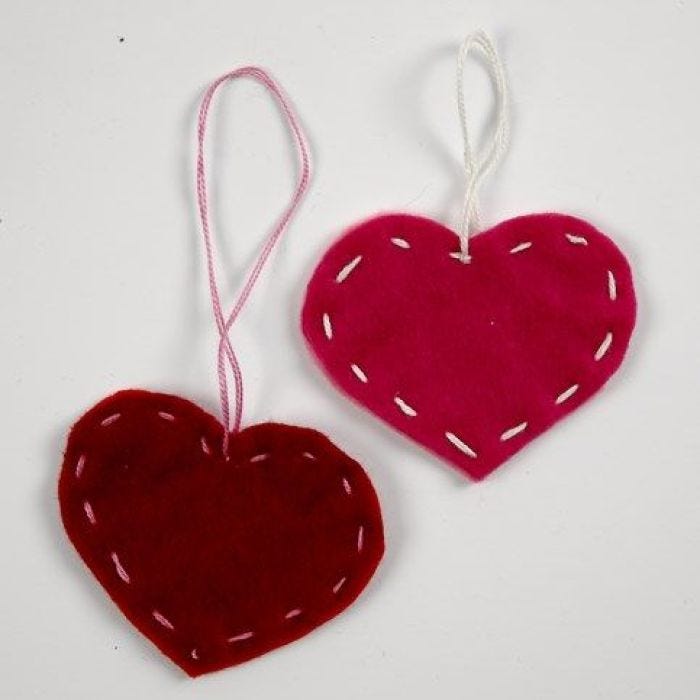 Felt Hearts with decorative Back Stitches