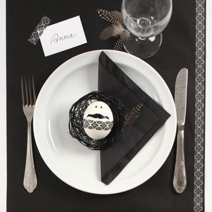 Decorating a Black and White Easter Table