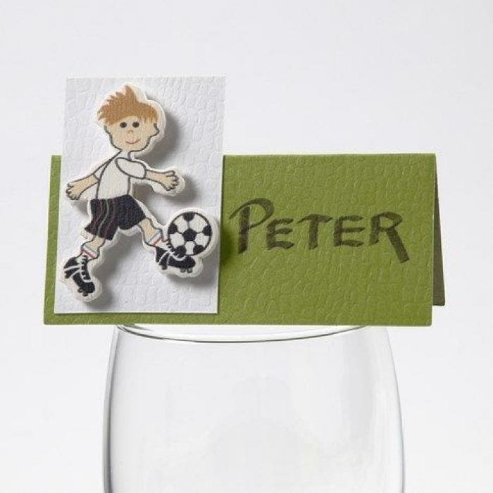 Een voetballer op een Happy Moments plaatskaart
