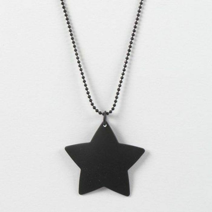 Zwarte balletjesketting met zwarte ster