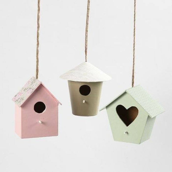 Decoratieve vogelhuisjes gedecoreerd met Design papier