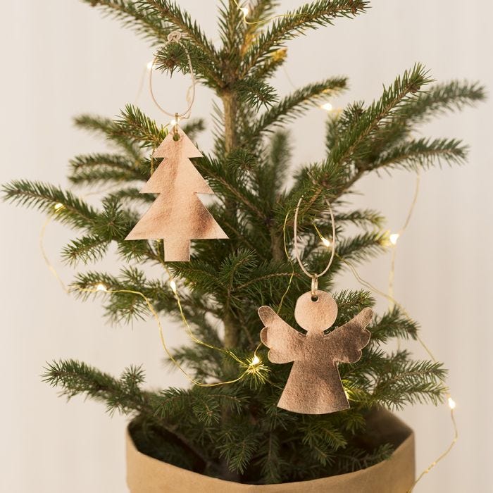 Engel en kerstboom van leerpapier