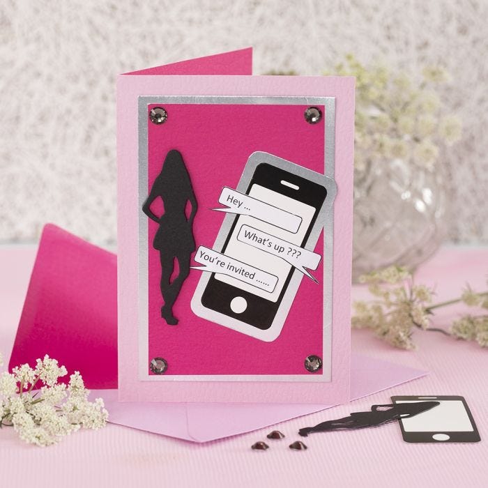 Uitnodiging voor communiefeest met smartphone design