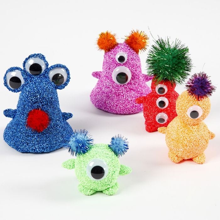 Foam Clay Aliens met Wiebelogen en Pom-poms